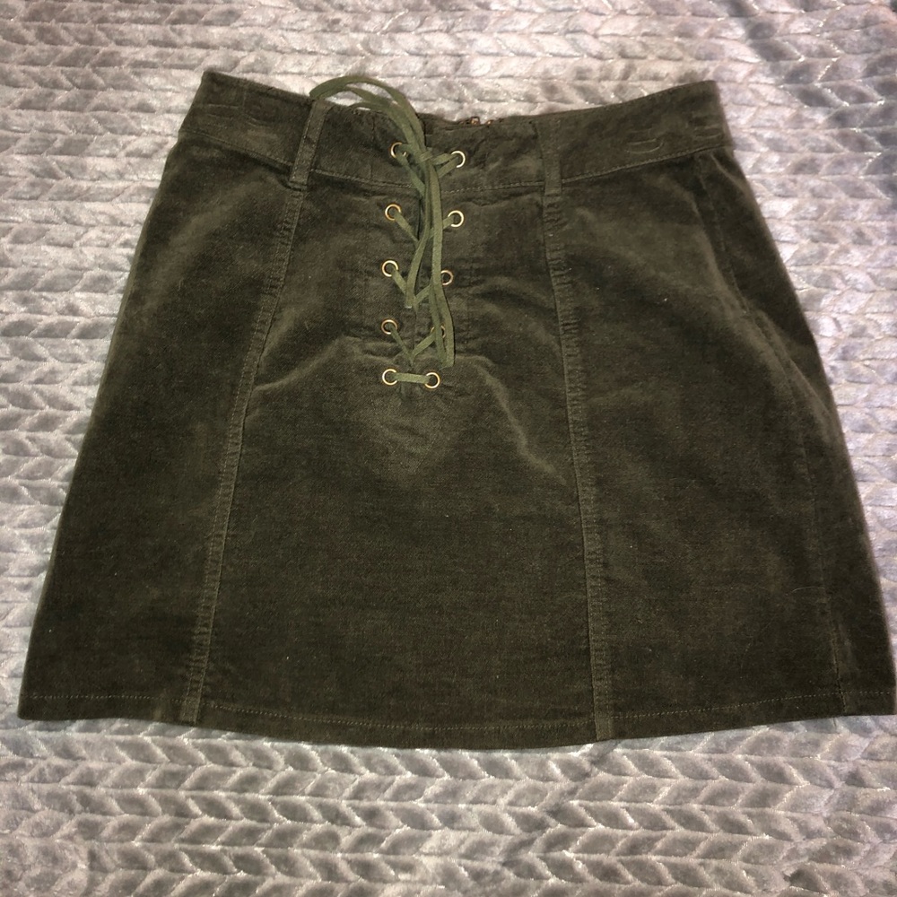Army green mini skirt